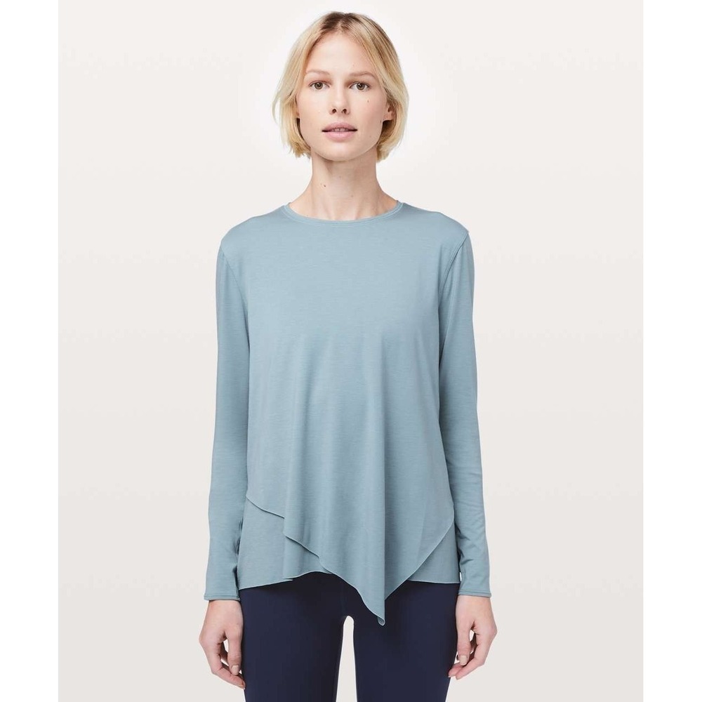Lululemon Women's Sweetest Day Long Sleeve Tencel Shirt Top in Blue Cast Size 4 - Picture 2 of 16